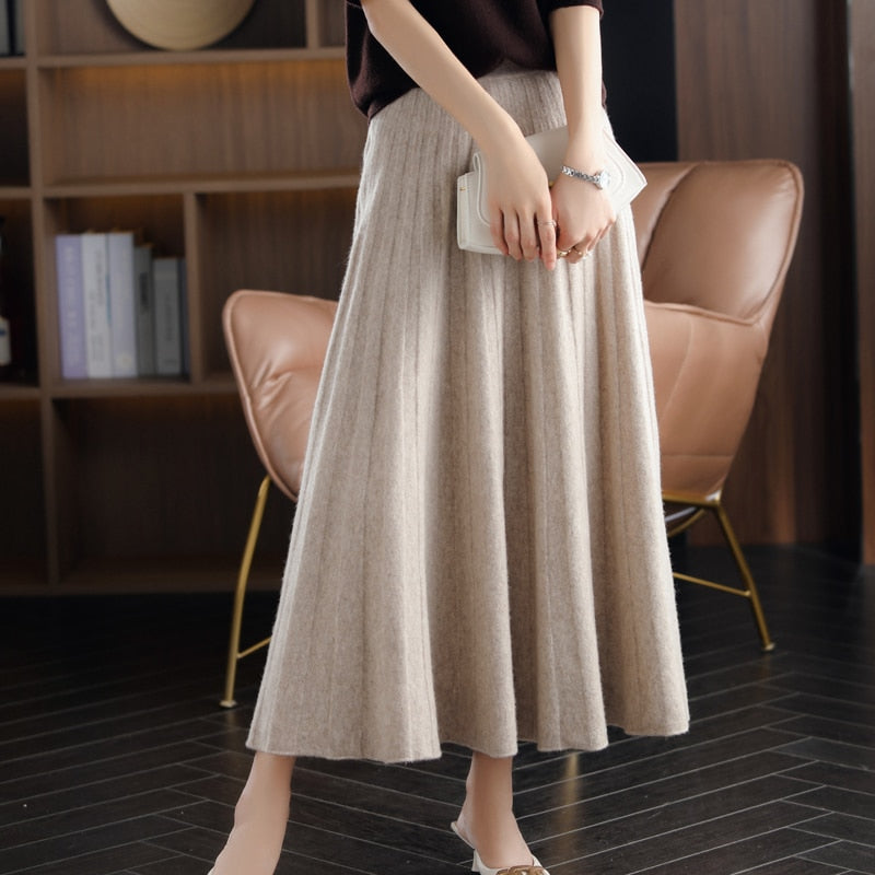 Chinese-Style High Waist Wool Mini Skirt