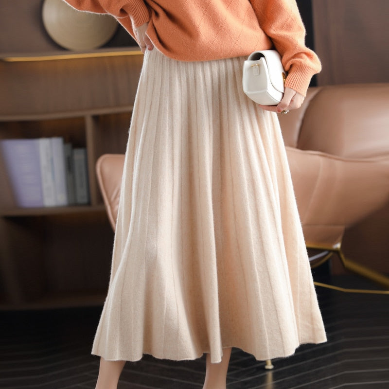Chinese-Style High Waist Wool Mini Skirt