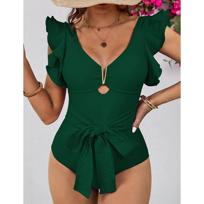 Deep-V Bathing Suit Beach Wear Monokini Basic Swimsuit