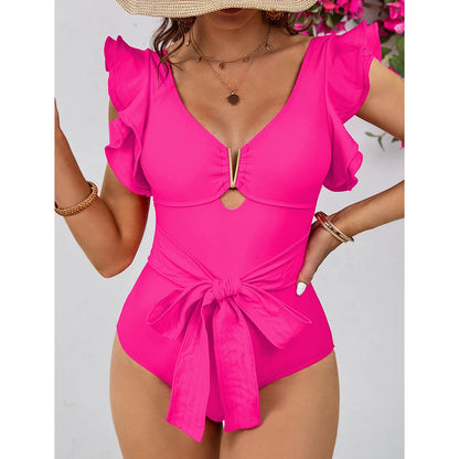 Deep-V Bathing Suit Beach Wear Monokini Basic Swimsuit