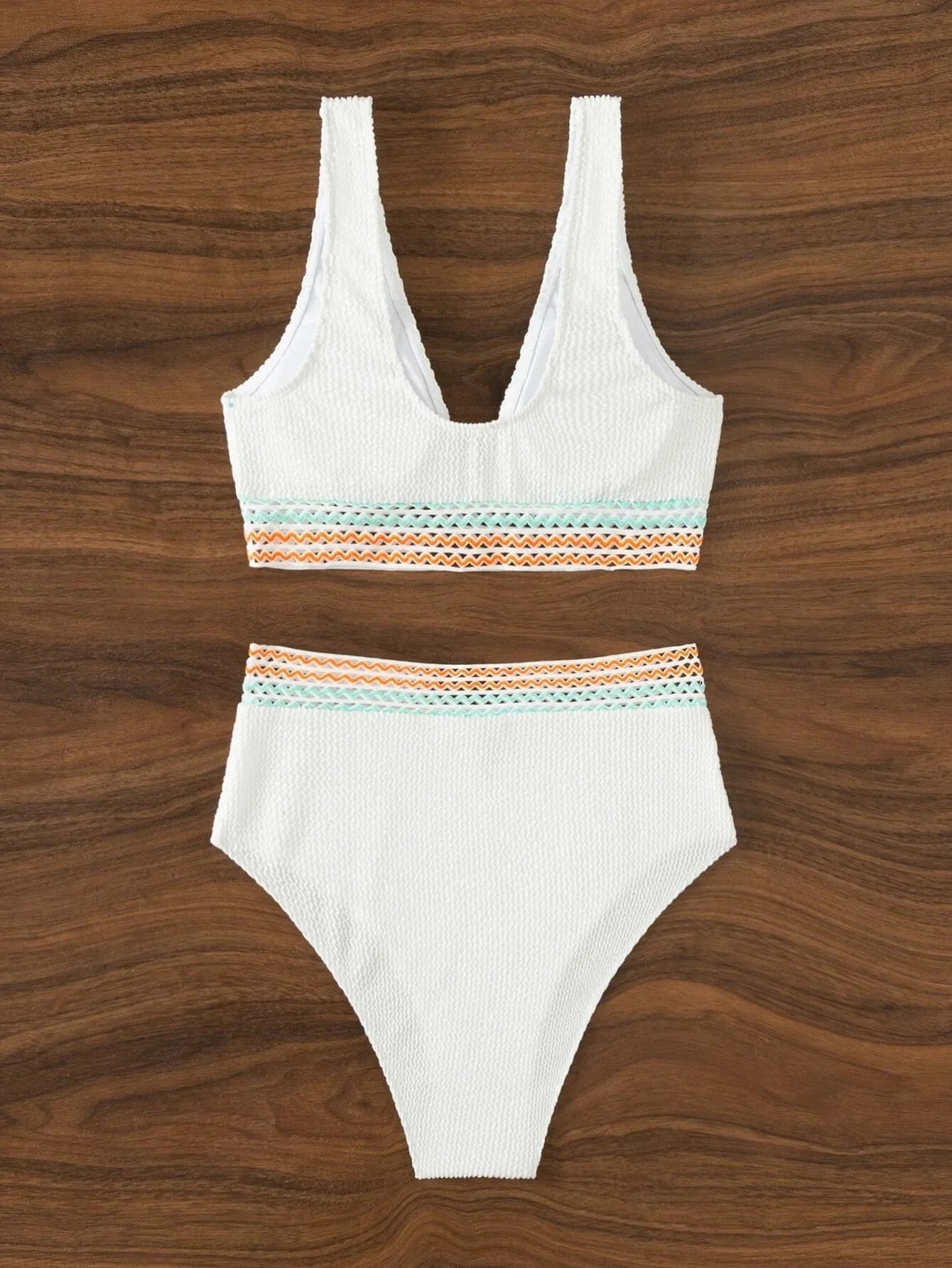 Sexy High Waist Solid V-neck Basic Swimsuit