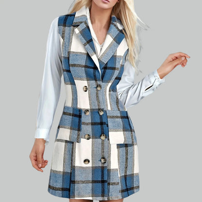 Vintage Casual Fashion Long Sleeves Mini Plaid Ladies Women's Spring Autumn 2024 Dress