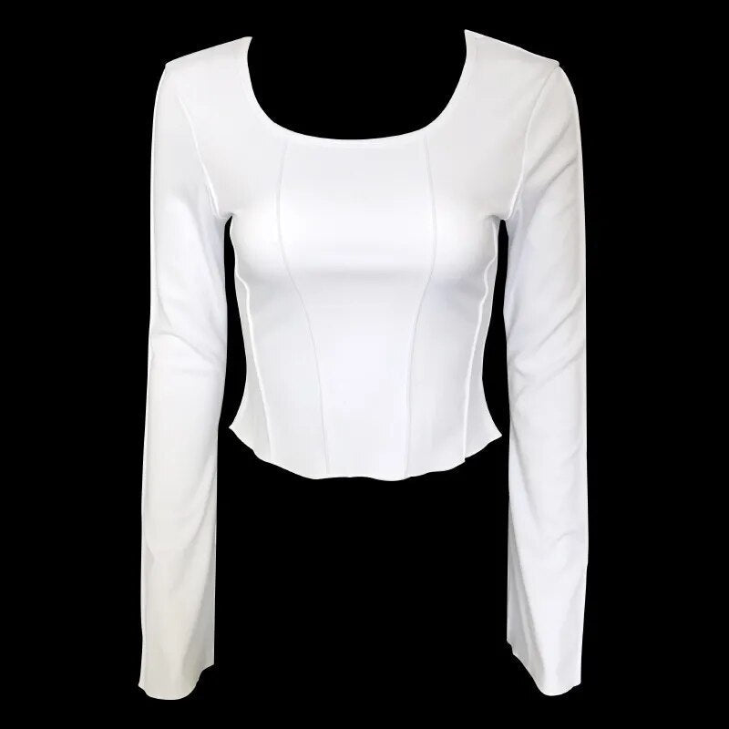 Y2k Square Collar Crop Tee