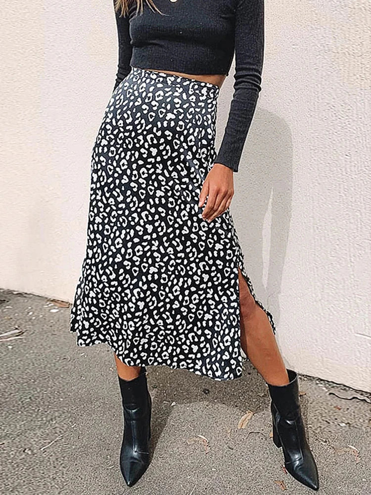 Sexy Leopard Print Chiffon Split Skirt