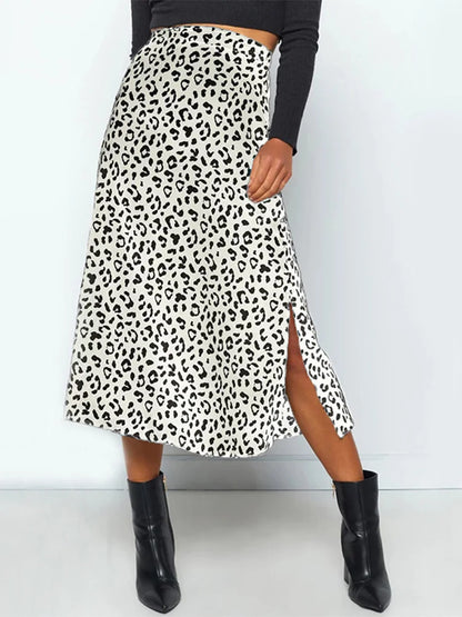 Sexy Leopard Print Chiffon Split Skirt