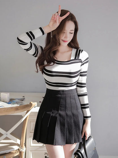 Spring High Waist Ball Pleated Sailor Skirt