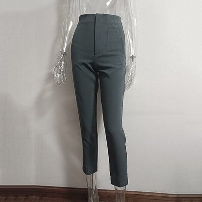 Fashion High Waisted Casual White Trousers