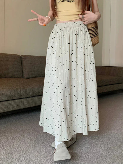 Polka Dot Vintage A-line Sweet Long Skirt