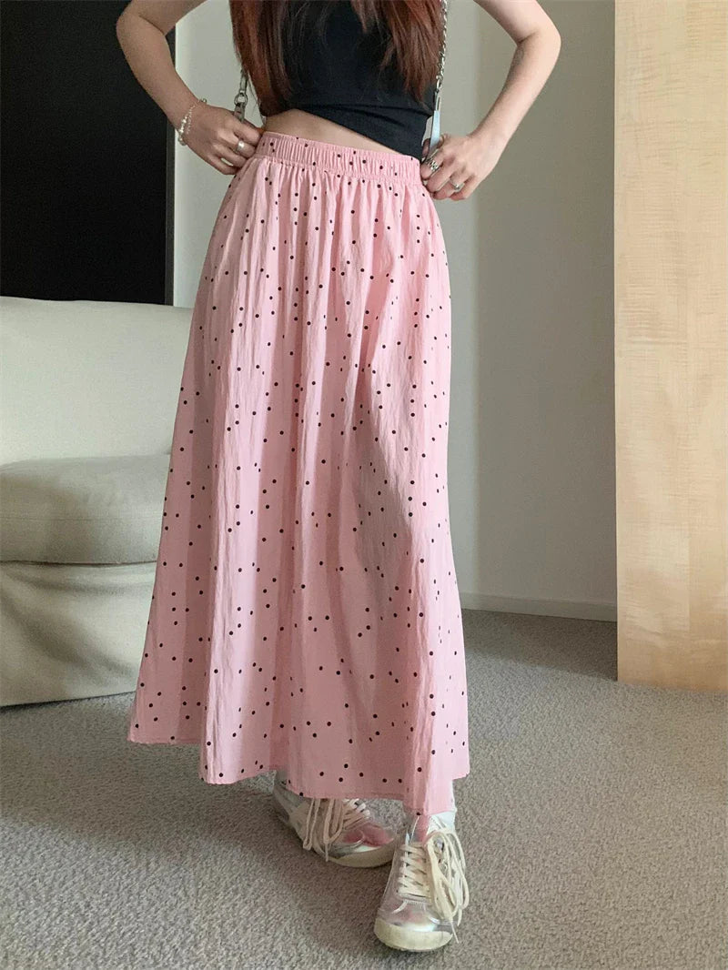 Polka Dot Vintage A-line Sweet Long Skirt