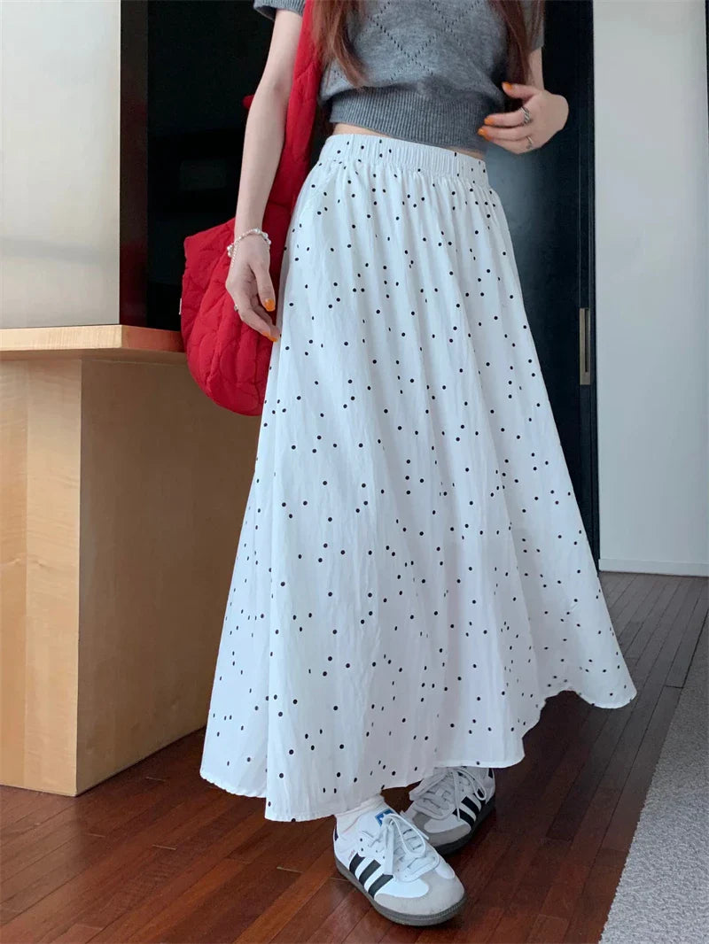 Polka Dot Vintage A-line Sweet Long Skirt