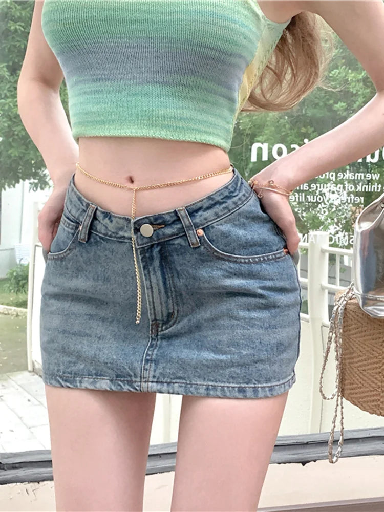 Sexy Bodycon Y2k Streetwear Denim Mini Skirt