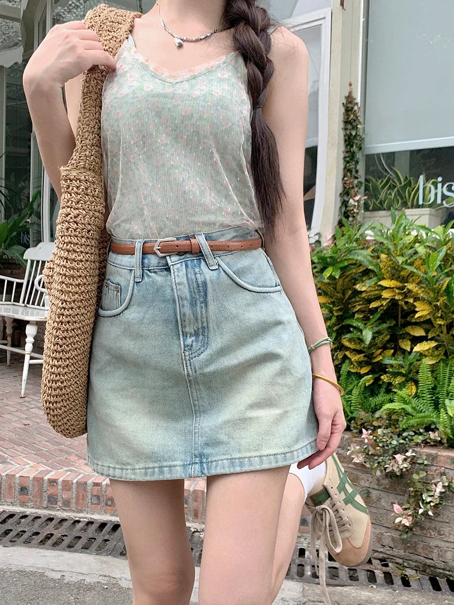 Streetwear Retro Casual A-line Mini Skirts