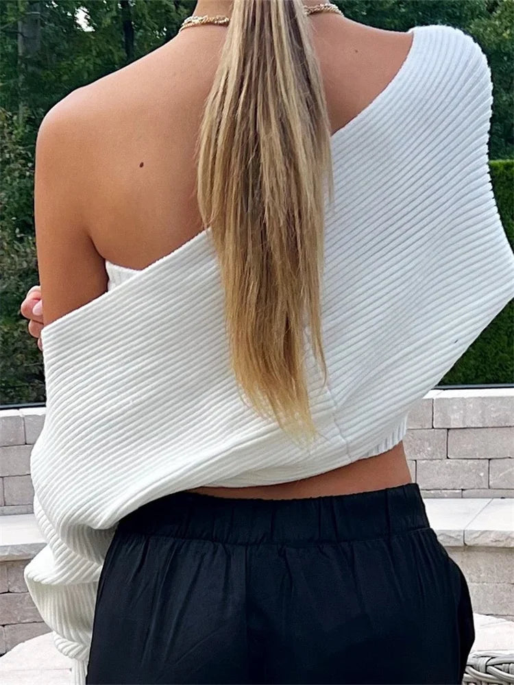 Knitted Ribbed Strapless Off Shoulder Tube Cropped Summer Fall Solid Slim Casual Mini Vest with Shrugs 2024 Crop Top