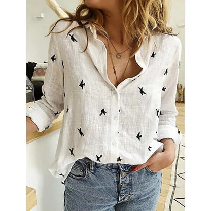 Vintage Flower Print Linen Shirt