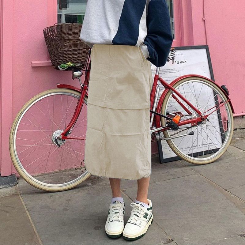 Hippie Streetwear Grey Midi Skirt