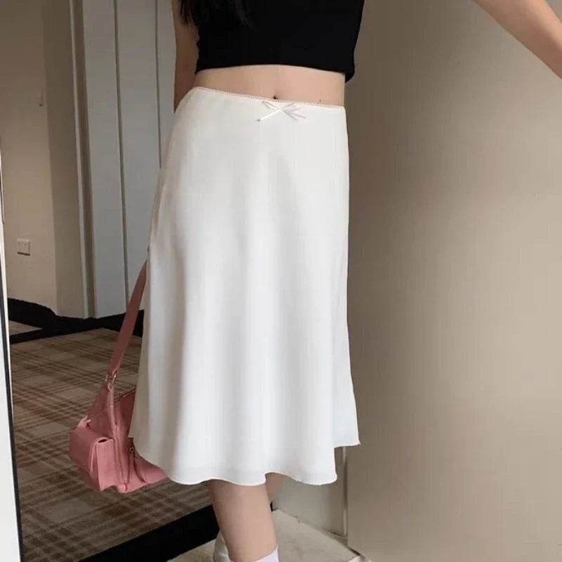 Elegant White Ruffle Mid Skirt