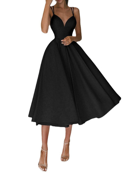 Sexy Backless Ball Gown Midi Dress