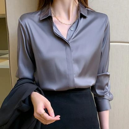 Vintage Silk Office Lady Blouses