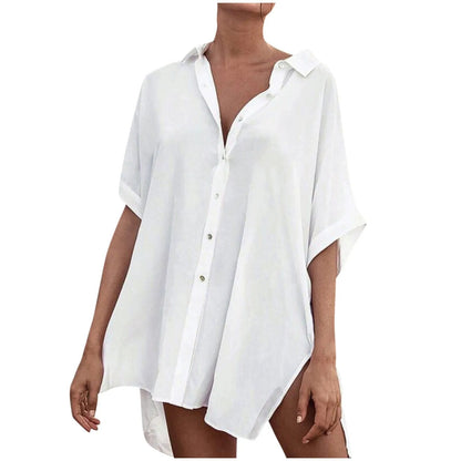 Vintage Chic White Button-Up Blouses