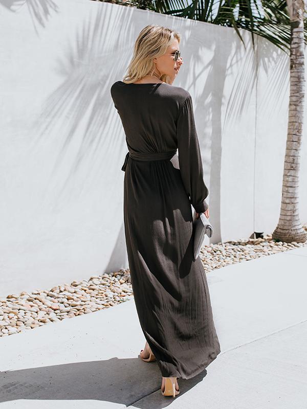 Get Lost Surplice Neck High Slit Maxi Dress