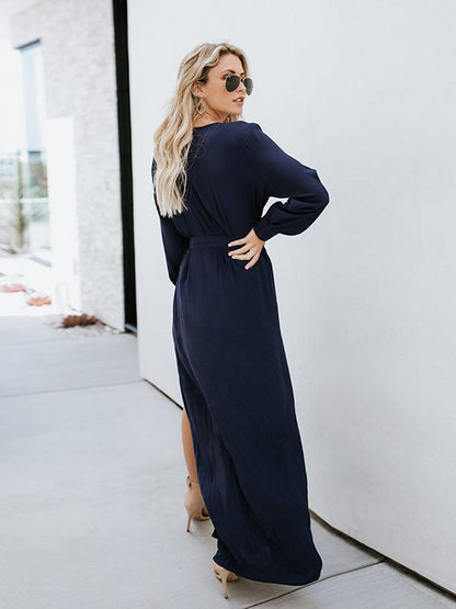 Get Lost Surplice Neck High Slit Maxi Dress