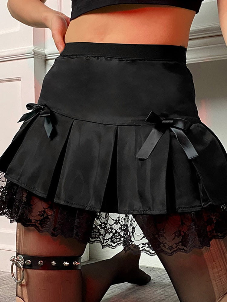 Gothic High Waist Pleated Mini Skirt