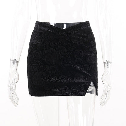 Asymmetrical Velvet Gothic Punk Skirt