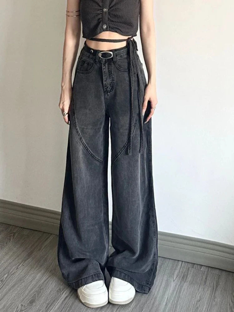 Harajuku Black Baggy Japanese Y2K Grunge Distressed Oversize Kpop Korean Style Pant