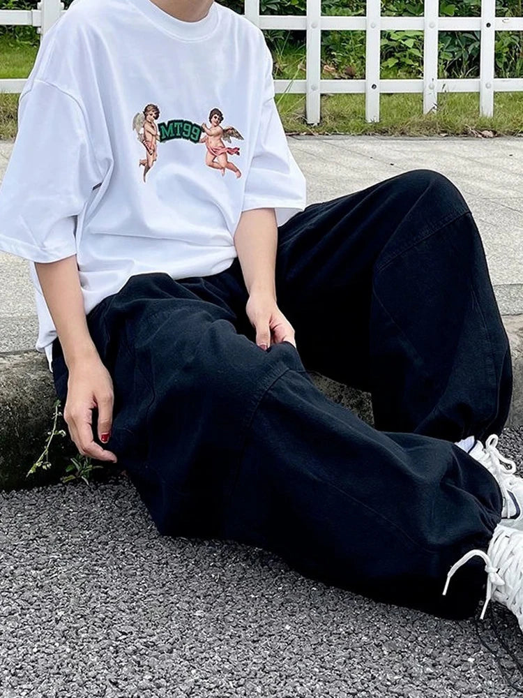 Khaki Oversize Cargo Women Harajuku Streetwear Wide Leg Pant