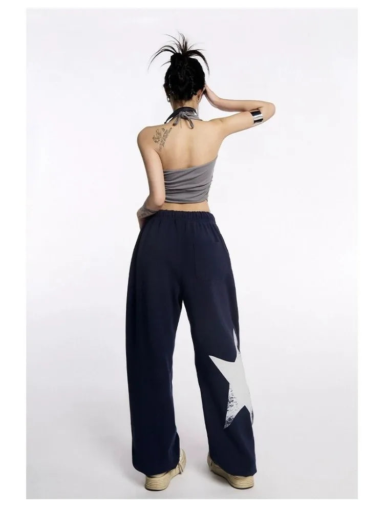 Star Sweatpants Women Kpop Oversized Jogging Harajuku Wide Leg Pant