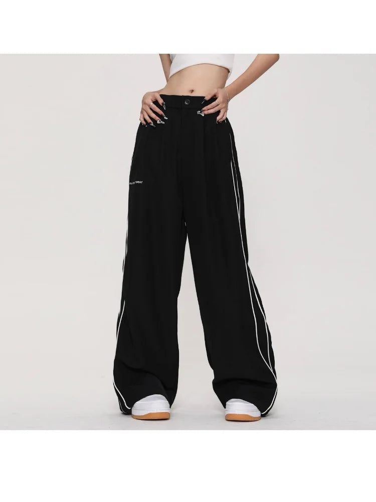 Hippie Baggy Striped Black Wide Leg Fluid Jogging Gothic Pant