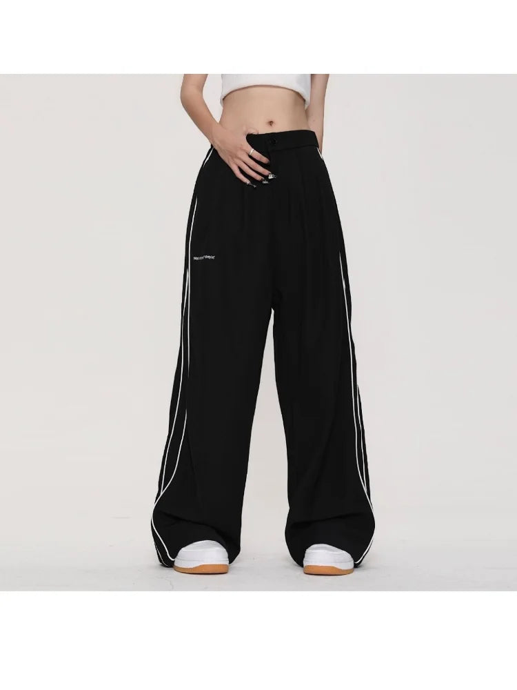 Hippie Baggy Striped Black Wide Leg Fluid Jogging Gothic Pant