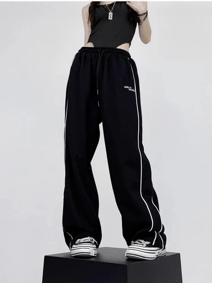 Black Baggy Jogging Sweatpants Women Y2K Cyber Punk Oversize Pant