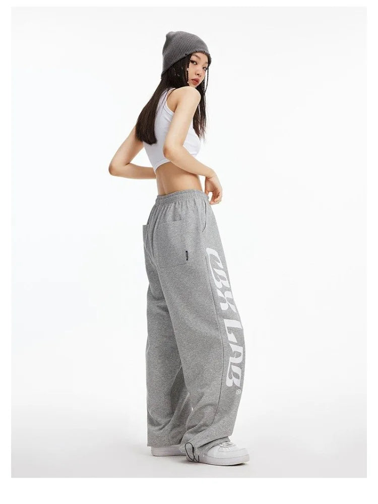 Hippie Gray Baggy Y2K Jogging Sweatpants Korean Oversize Harajuku Kpop Wide Leg Tracksuit Pant