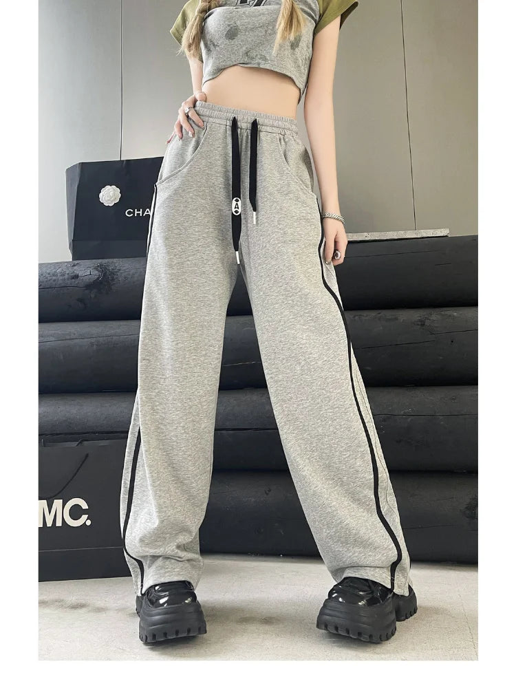 Kpop Side Striped Oversize Sports Wide Leg Streetwear Pants Pant