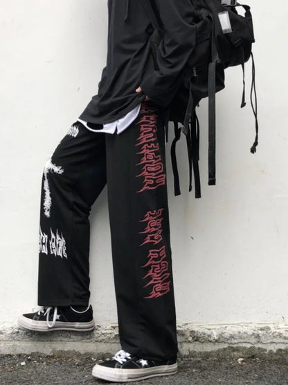 Gothic Wide Women Harajuku Graffiti Anime Streetwear Loose Pant