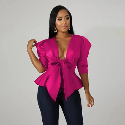 Sexy Deep V-Neck Party Blouses