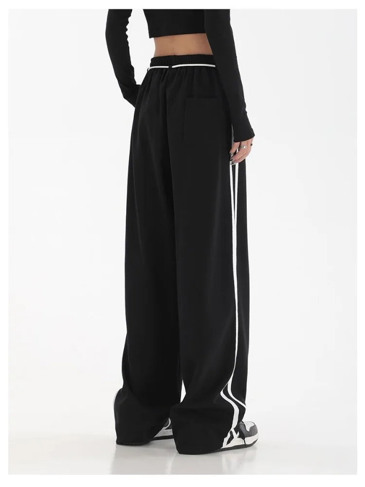 Japanese Black Sweatpants Women Cyber Punk Oversize Wide Jogger Pant