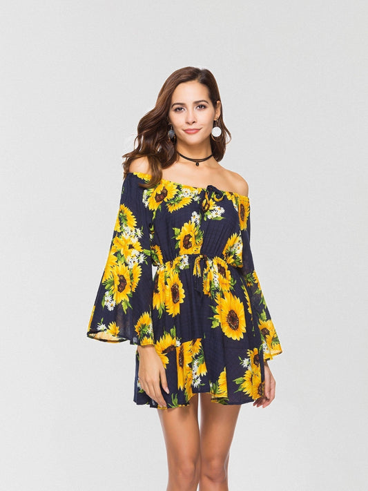 Heatin' Up Daisy Print Off The Shoulder Mini Dress