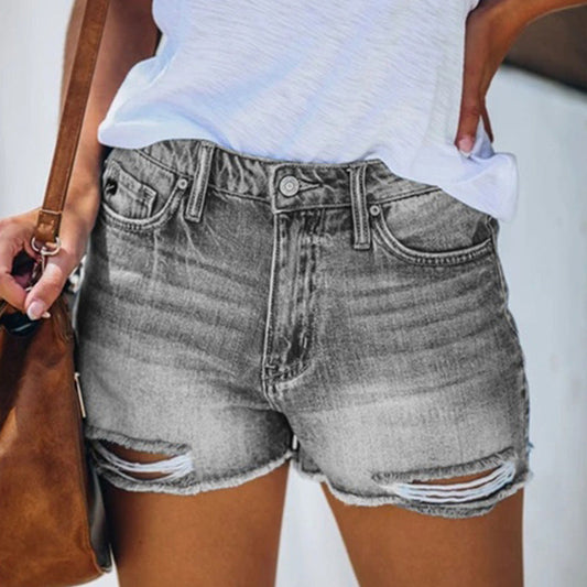 High Waist Women's Jeans Fashion Street Ripped Denim Shorts