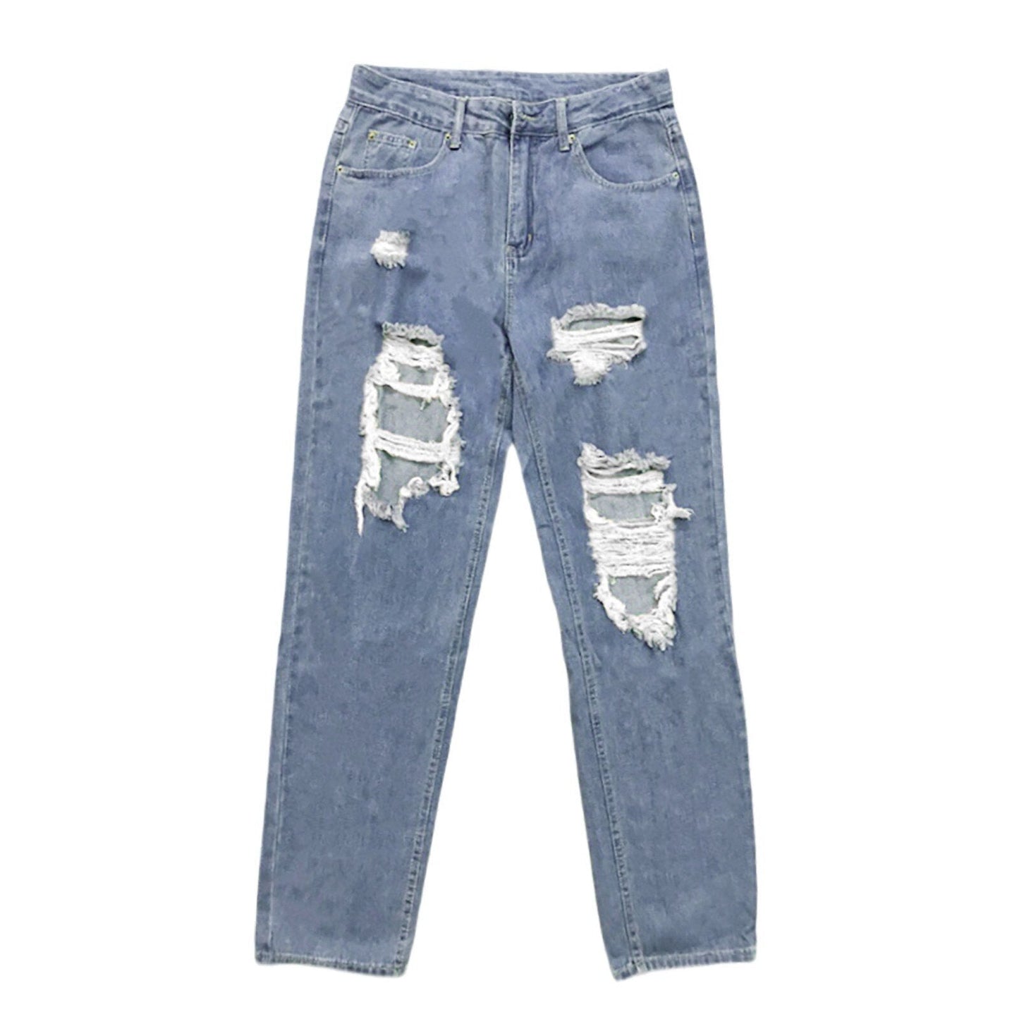 Streetwear Low Rise Ripped Denim Jeans