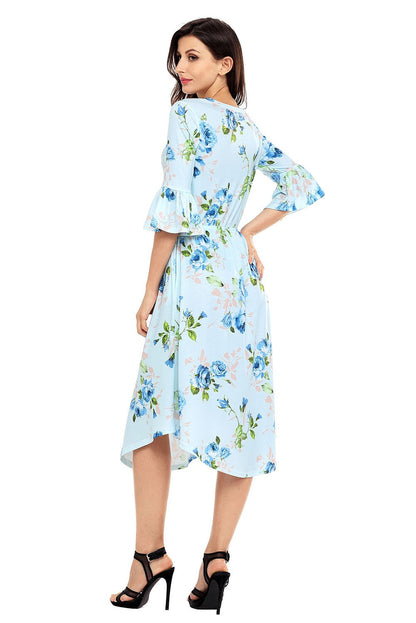 Find Me Floral Print Bell Sleeve Midi Dress