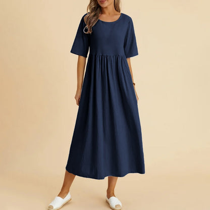 Flowy Solid A-line Midi Dress