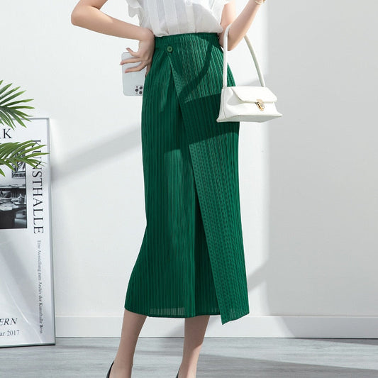 High-Waisted Slim Midi Skirt