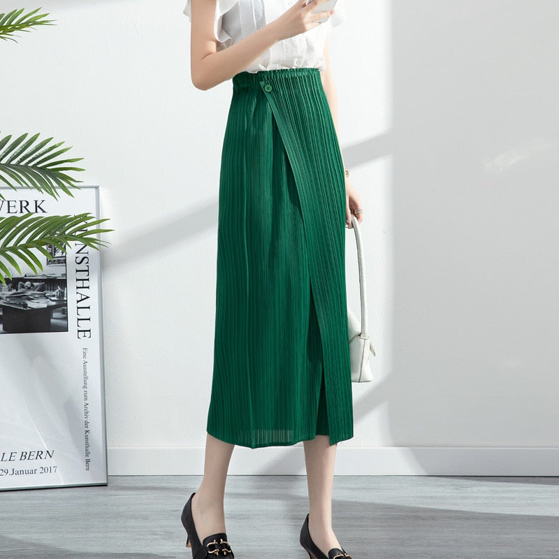 High-Waisted Slim Midi Skirt