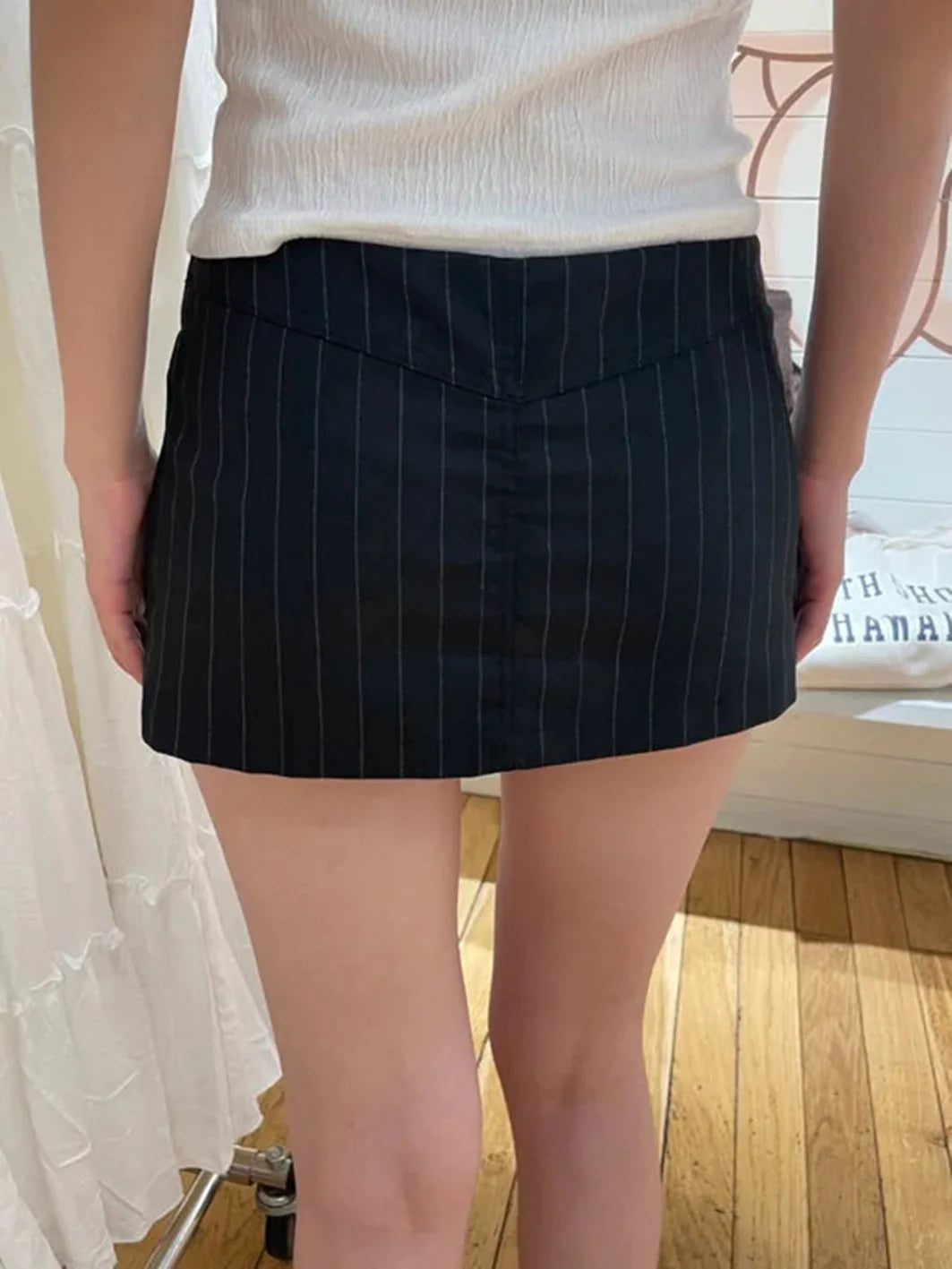 New Stripes Straight High Waist Mini Skirt