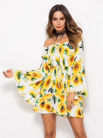 Floral Coast Sunflower Print Mini Dress