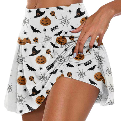 Halloween Pumpkin Head Printed Skirt Suit