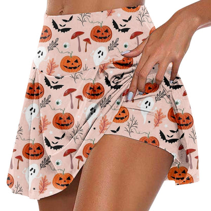 Halloween Pumpkin Head Printed Skirt Suit
