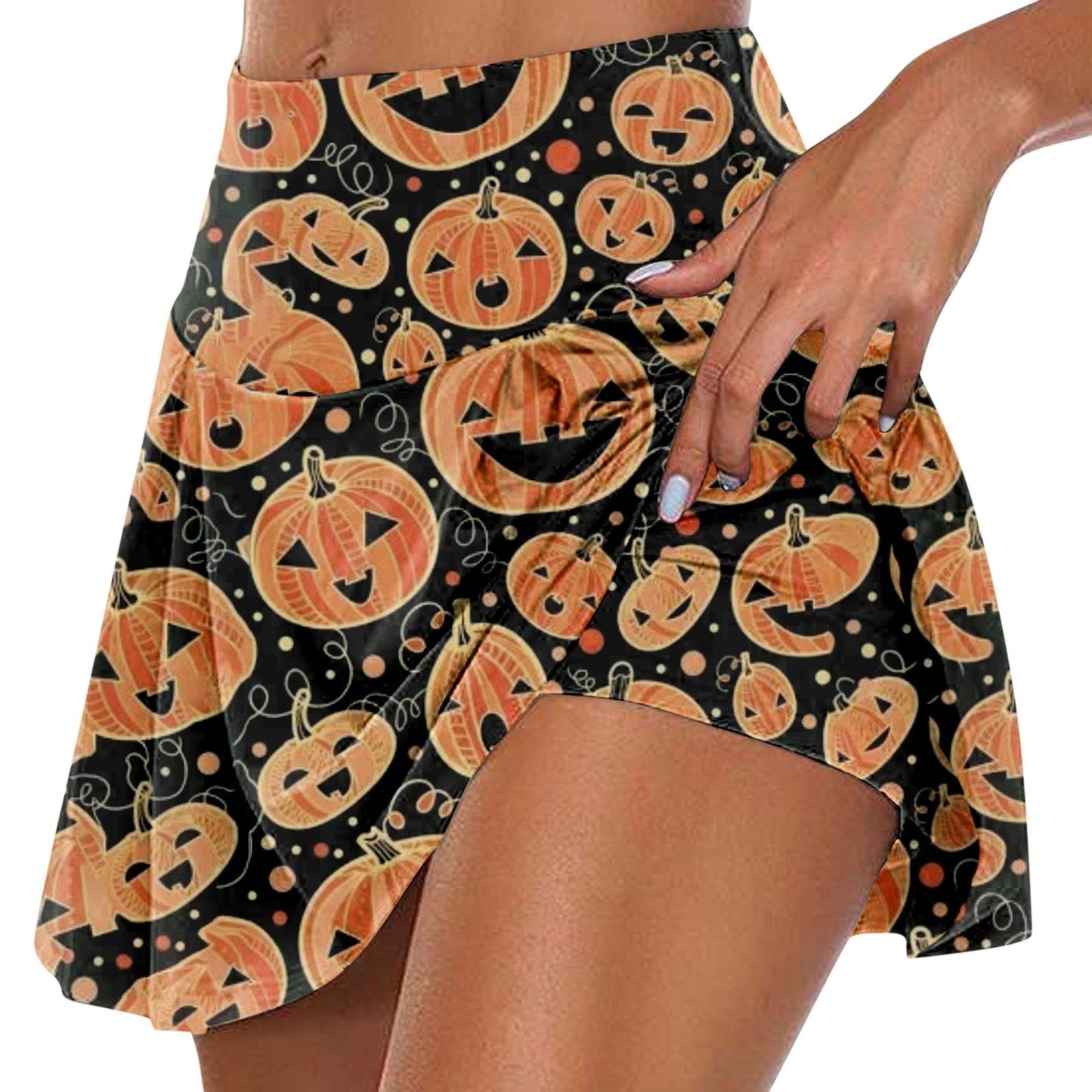 Halloween Pumpkin Head Printed Party Skirt